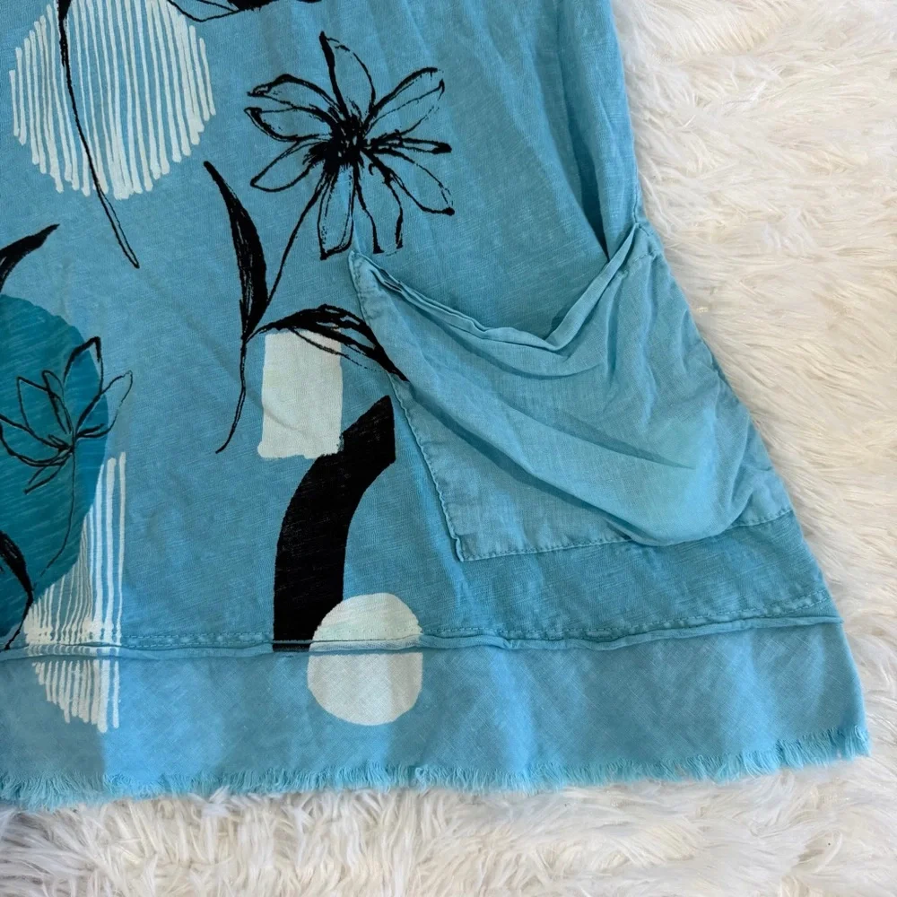 Jess & Jane Womens Mineral Washed Slub Tunic Top Size XL Teal 3/4 Sleeve Artsy - Picture 6 of 10